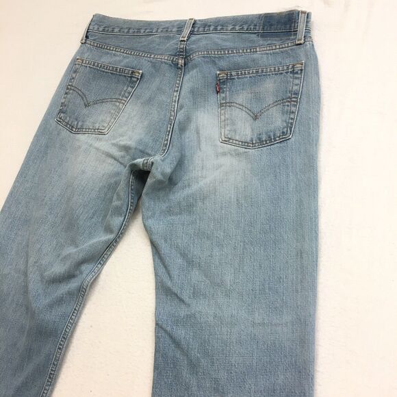 90's LEVIS 527 Jeans Men 36x30 Boot Light Wash Blue Distressed Denim Cowboy - Picture 8 of 16